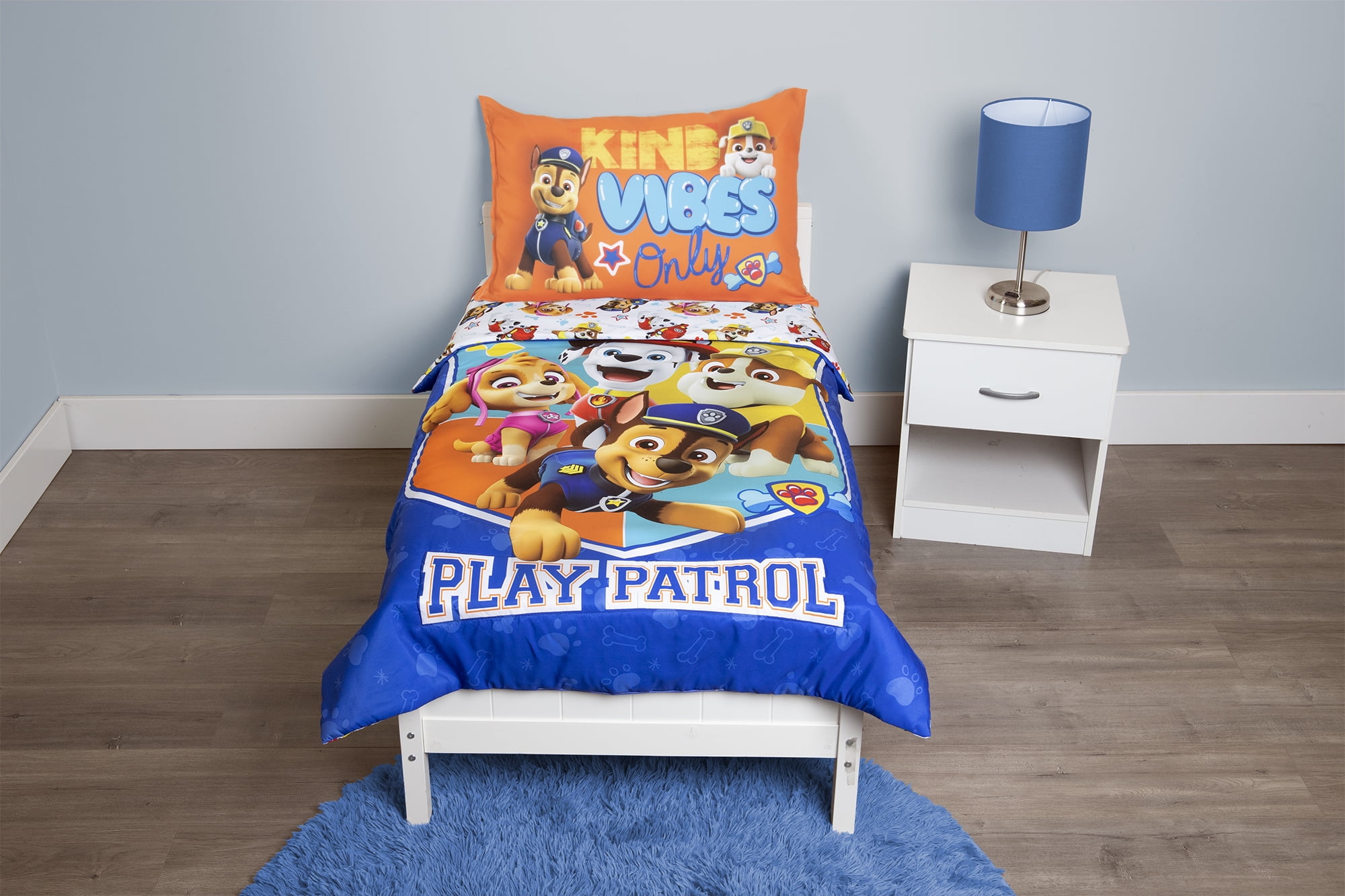segmento estas Acostumbrarse a PAW Patrol 4-Piece Toddler Bedding Set, Play Patrol, Toddler Bed, Blue -  Walmart.com