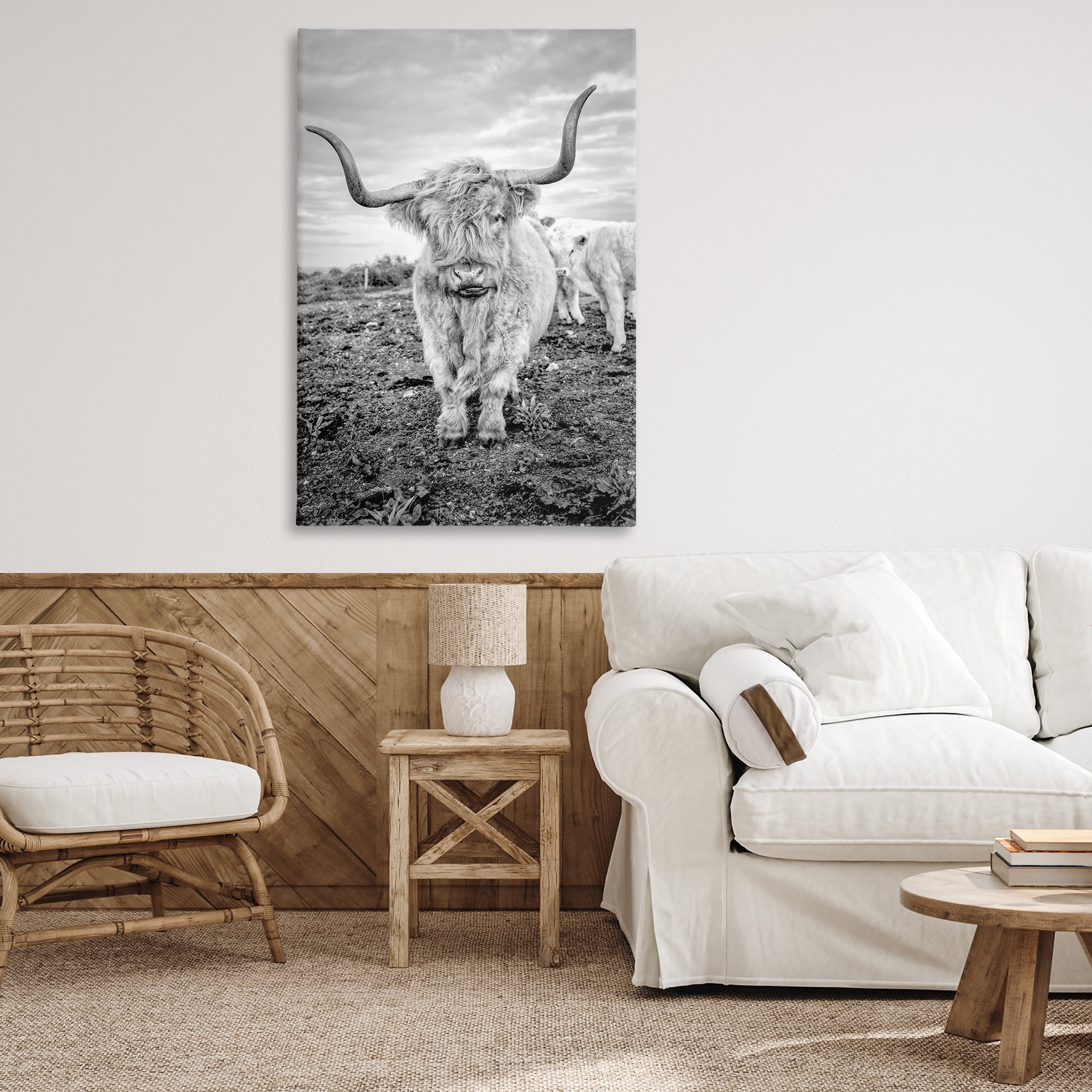 Stupell Industries Longhorn Calf Family Animals & Insects Photography Gallery Wrapped Canvas Art Print Wall Art, 30 x 45