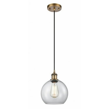 516-1P-BB-G122-8-Innovations Lighting-Athens - 1 Light Mini Pendant In Industrial Style-10 Inches Tall and 8 Inches Wide-Brushed Brass Finish-Clear