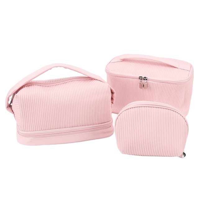Juego de neceser de Maquillaje ANGGREK 3pcs Capacidad Grande rosa