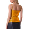 thumbnail image 3 of INSPIRE CHIC Women's Christmas Shiny Party Holographic Sleeveless Slim Fit Metallic Cami Top L Orange Gold, 3 of 5