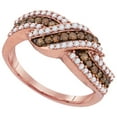 thumbnail image 1 of 10kt Rose Gold Womens Round Cognac-brown Colored Diamond Crossover Band Ring 3/4 Cttw, 1 of 1