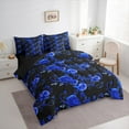 thumbnail image 4 of Manfei Romantic Blue Rose 7-Piece Twin Bedding Sets, Western Valentines Day Bedding Comforter Set, Teens Adult Men Women Reversible Sheet Sets, Luxury Bedroom Decor, 4 of 8