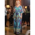 thumbnail image 4 of HAPPY BAY Women's Summer Loungewear African Beach Cover Up Slit Dress Home Wear Maxi Dresses Caftans for Women 2X-3X Cyan, Floral, 4 of 6