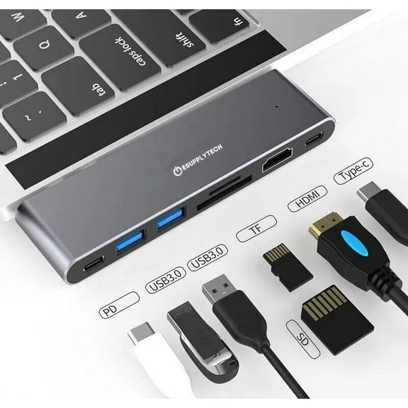 7 in 1 USB C Thunderbolt Docking Station For MacBook Pro & MacBook Air 4K HDMI, 1Gb RJ-45, Multiport Type C Dock - eSupplyTech