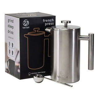  KOHIPRESS French Press Coffee Maker, 12 oz., Stainless Steel  Insulated Travel Mug for Kitchen, Office, or Camping Use, Full Immersion  Steep with Grounds Filter for Hot and Cold Brew: Home 