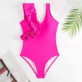 thumbnail image 6 of Elainilye Fashion One Piece Bathing Suit for Women Solid Color Flounce Tight Fitting Bikini Sexy One Piece Swimsuit,Pink, 6 of 8