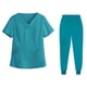 thumbnail image 4 of Conjunto de traje médico para mujer, ropa de trabajo lavable a máquina, suave, con bolsillos, uniforme para enfermería, pantalones para correr, 4 of 8