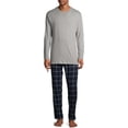 thumbnail image 3 of Hanes Men's and Big Men's Comfortsoft Long Sleeve Crew and Cotton Flannel Pajama Pants Set, 2-Piece, 3 of 4