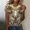 3Khaki, variant on Drses Women's Round Neck Animal Relief Printed Short Sleeved Top Outdoor Daily Casual Short Sleeve Tee Shirt