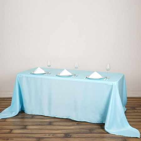 

TABLECLOTHSFACTORY 90 X 132 Inch Light Blue Rectangle Tablecloth - Linens Polyester Table Cloth Stain And Wrinkle Resistant Washable Table Cover For Wedding Party Banquet And Restaurant
