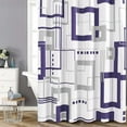 thumbnail image 6 of Blue Shower Curtain Set with Hooks Blue and White Shower Curtains for Bathroom Fabric Grey Shower Curtain Abstract Geometric Bath Curtains Decorative Gray Shower Curtain Water Repellent 72x72, 6 of 6