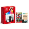2021 New Nintendo Switch OLED Model White Joy Con 64GB Console Improved HD Screen & LAN-Port Dock with Super Mario Odyssey And Mytrix Accessories