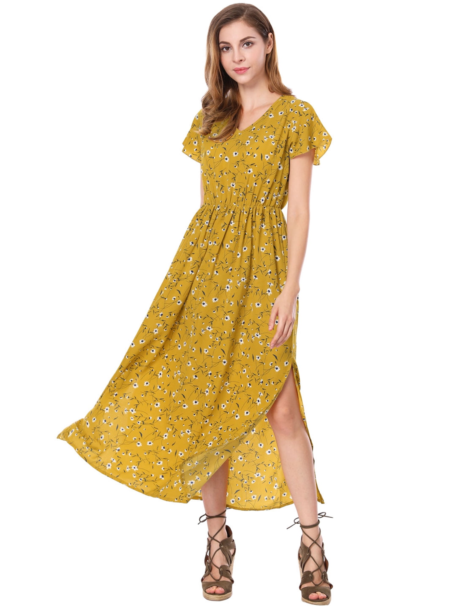 walmart yellow floral dress