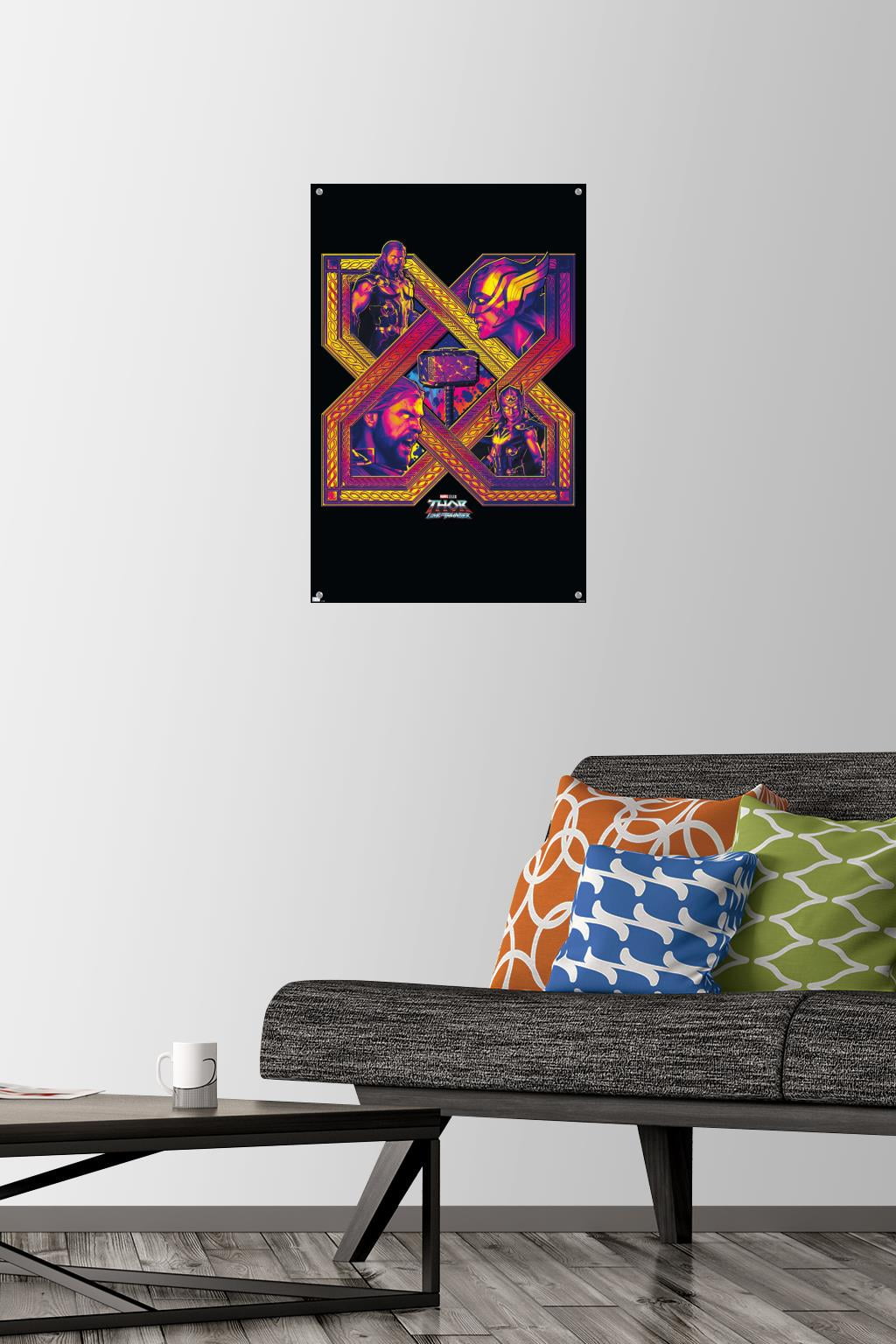 Marvel Thor: Love and Thunder - Cross Wall Poster with Push Pins, 14.725" x 22.375"