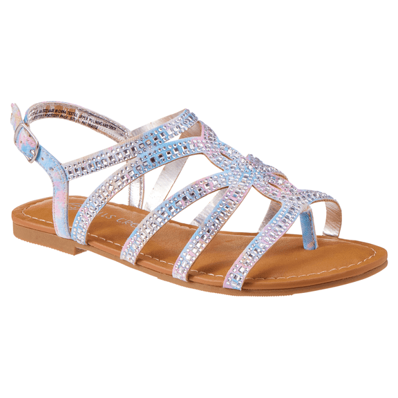 Falls Creek Girls' Paige Strappy Glitter Sandal, Multi, 4 Big Kid