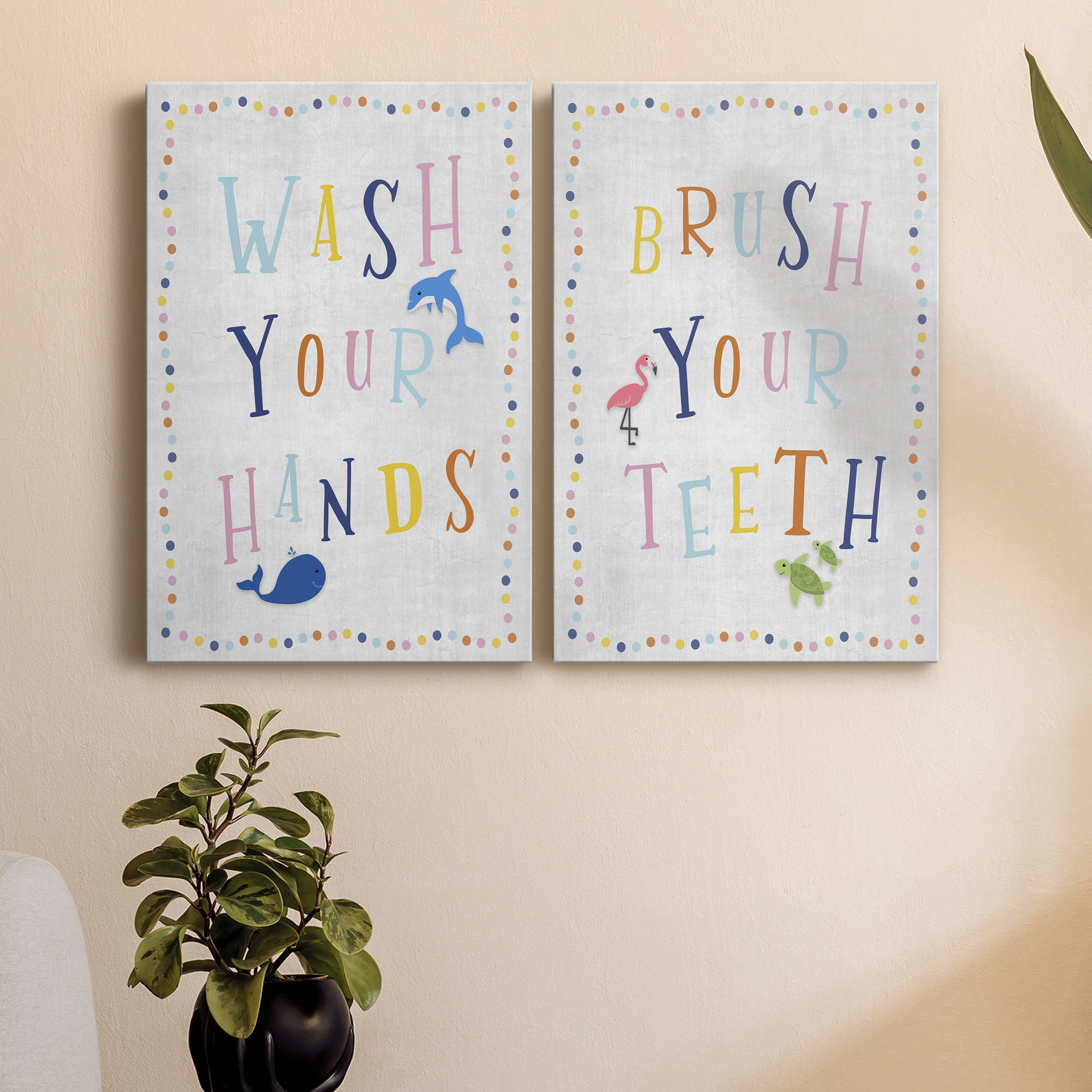 Wash Your Hands Premium Gallery Wrapped Canvas - Ready to Hang - Set of 2 - 12 x 18 Each