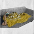 thumbnail image 5 of Yellow Bird Soft Flannel Fleece Throw Blanket, Tree of Uncolored Doodle Birds Singing on Branches, Cozy Plush for Indoor and Outdoor Use, 70" x 90", Earth Yellow White, by Ambesonne, 5 of 5