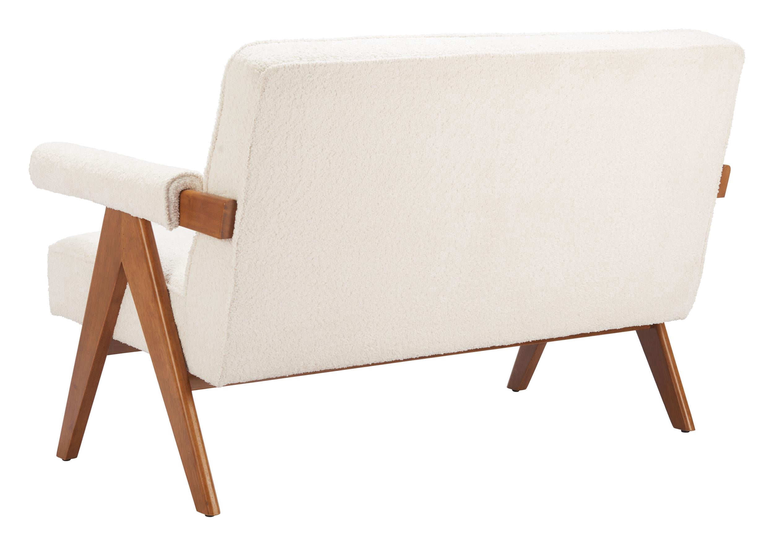 Encanto Loveseat Ivory Sofa, Modern Style, Seats up to 2, Rubberwood, Indoor Living