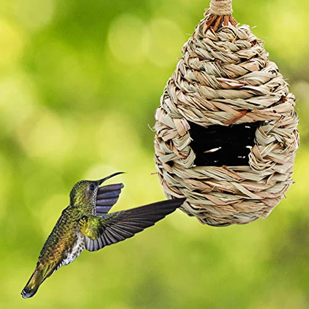 Hand Woven Nature Moss Hanging Hummingbird Hut Perfect Bird - Temu