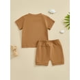 thumbnail image 3 of Bagilaanoe 2pcs Toddler Baby Boy Shorts Set Short Sleeve Letter Embroidered T Shirt Tops + Shorts 6M 12M 18M 24M 3T Kids Casual Summer Clothes, 3 of 8