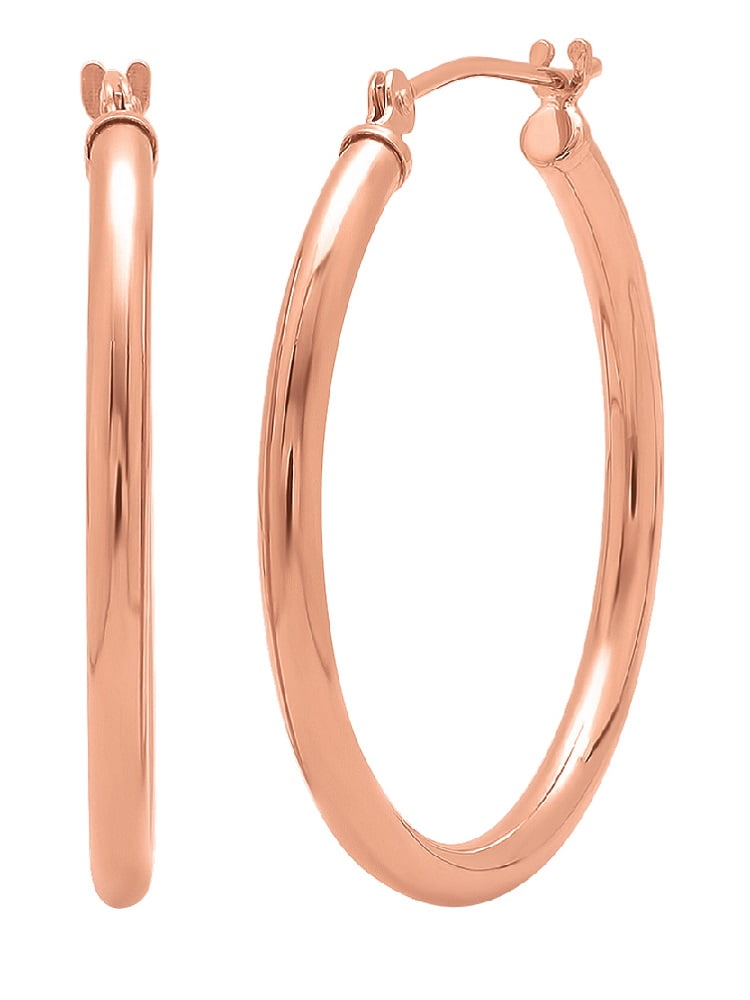 Amanda Rose - 14K Gold 1 inch Diameter Round Hoop Earrings