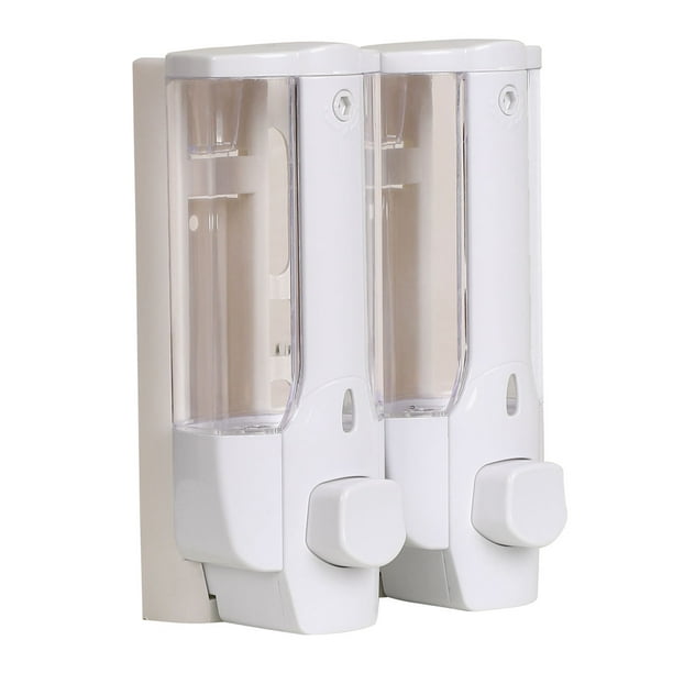 2 Chamber Refillable Wall Mount Hand Soap Dispenser White