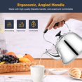 thumbnail image 4 of Tetera de té de acero inoxidable para estufa con mango plegable resistente al calor, acabado de espejo, 2 litros, 4 of 5