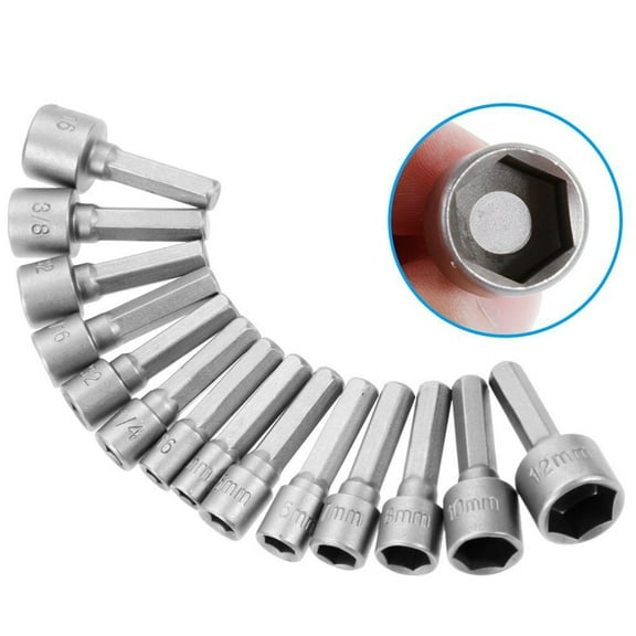 Milisten 14 PCS Nuts Driver Drill Bit Set for DIY Tools with Hexagonal Chrome Vanadium Steel