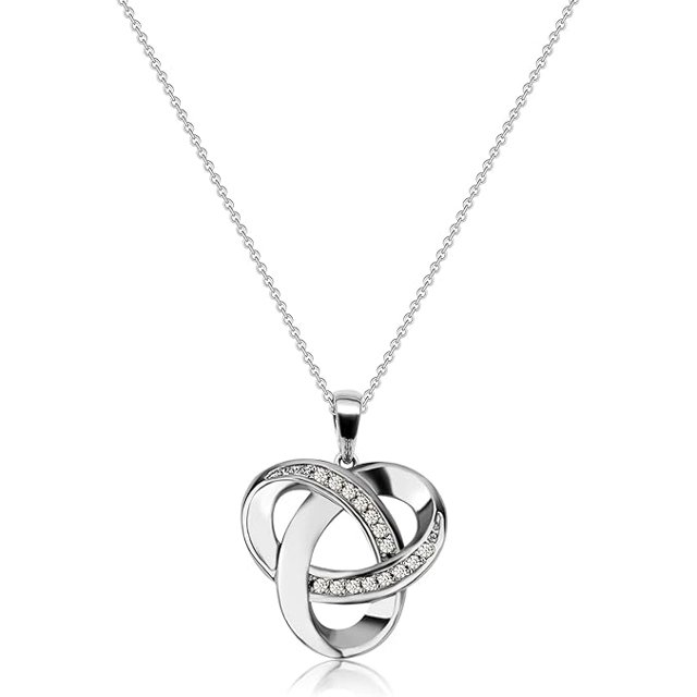 Collar con nudo de amor, colgante de nudo de amor con detalles de diamantes en plata esterlina, collar infinito con nudo de amor eterno para mujer