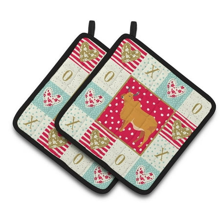 

Carolines Treasures CK5252PTHD Zebu Indicine Cow Love Pair of Pot Holders 7.5HX7.5W multicolor