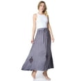 thumbnail image 4 of Sakkas Zarah Women's Boho Embroidery Gypsy Skirt with Lace Elastic Waist Pockets - P-Grey - One Size Regular, 4 of 5