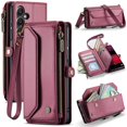thumbnail image 1 of Funda tipo cartera para Samsung Galaxy A16 con bloqueo RFID, tarjetero, cremallera y ranura para billetes, correa de hombro magnética de piel sintética suave para Samsung Galaxy A16, 1 of 10
