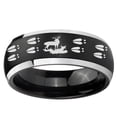 thumbnail image 2 of Deer Hunting Tracks 8MM Dome Brush Black Silver Edges Tungsten Men Ring, 2 of 2