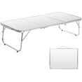 thumbnail image 7 of PINDEE Small Camping Table 6FT Folding Picnic Table Foldable Low Camp Table Portable Short Aluminum Outdoor Short Floor Beach BBQ White，23.6"D x 71"W x 27.5"H, 7 of 7