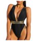 thumbnail image 1 of MKLEKYY Trajes De Baños Women'S Sexy V-Neck Swimsuit Hot Stamping Lace-Up One- Piece Bikini Swimsuit, 1 of 6