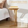 thumbnail image 4 of HTB C Shaped End Table Bamboo, Side Table with Storage Pocket, Couch Tables That Slide Under for Small Space Sofa Laptop Coffee Snack Bedside, 4 of 7