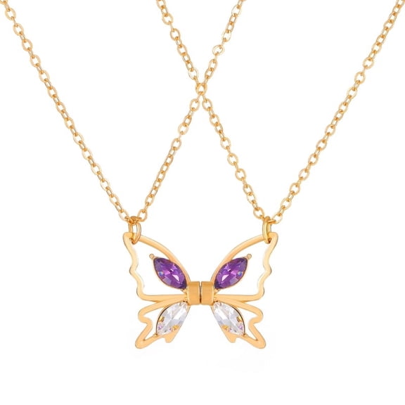 ZPAQI Butterfly-shape Collarbone Chain Zircon Magnetic Matching Couple Necklaces