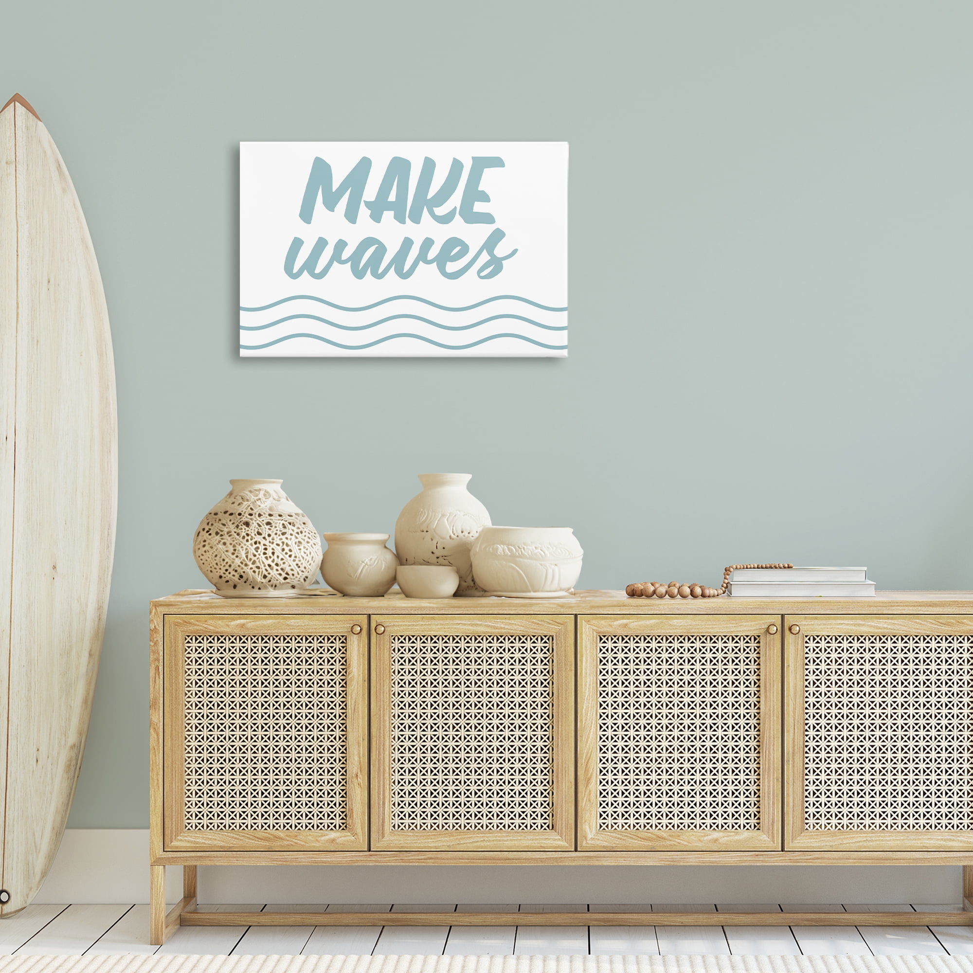 Stupell Industries Make Waves on White Typography Painting Gallery Wrapped Canvas Art Print Wall Art, 30 x 20