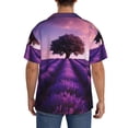 thumbnail image 3 of Gukieu Lavender Field Sunset Print Men's Short-sleeved Shirts, Button-down Pocket Shirts, T-shirts, Beach Vacation Travel Summer Clothing-Medium, 3 of 5