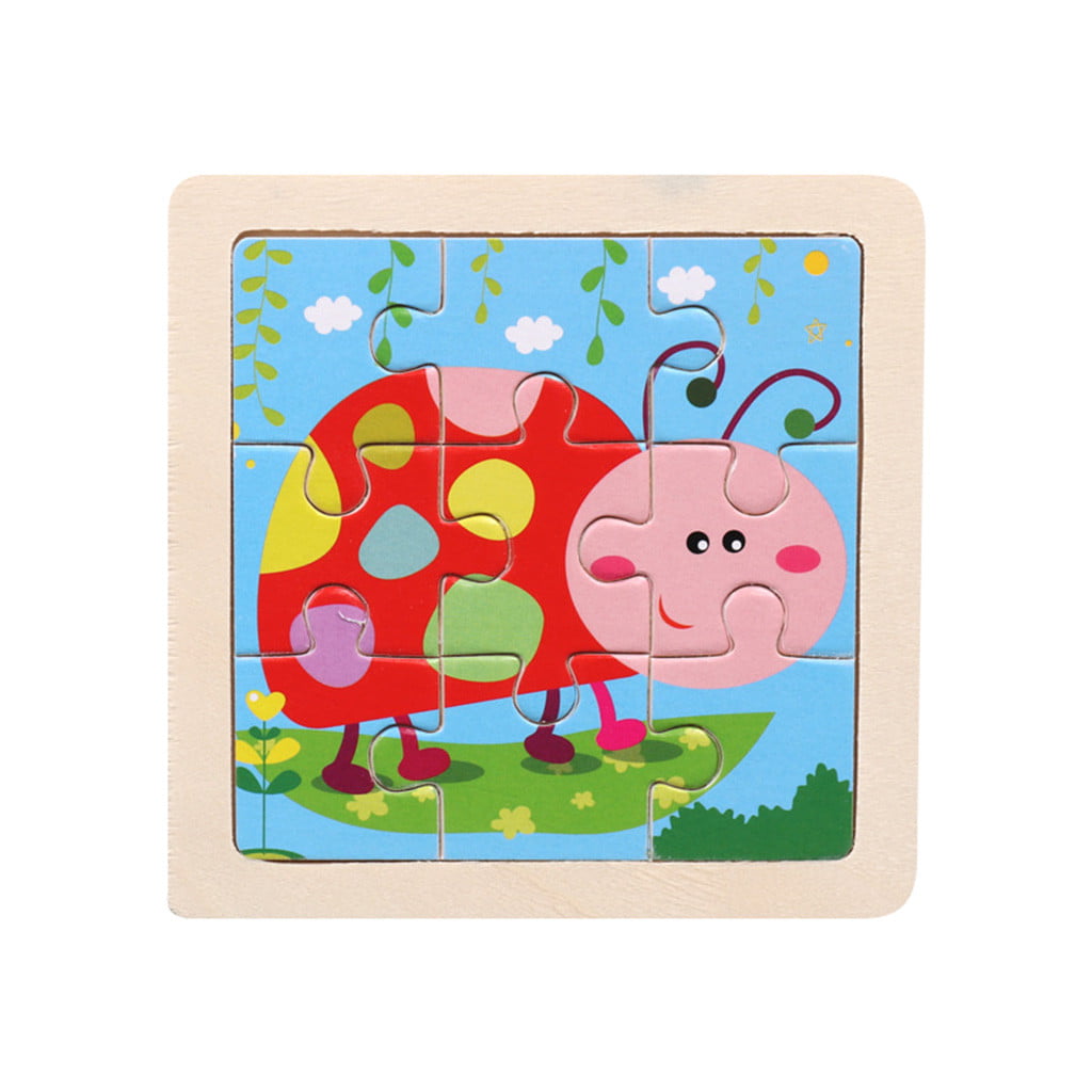 1 Pcs Wooden Puzzle Jigsaw Cartoon Kids Baby Educational Learning Puzzle Toys he 