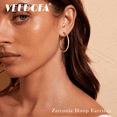 thumbnail image 2 of VEEDOFA 14K Gold Plated CZ Hoop Earrings for Women, Lightweight 20/30/40mm Hoops, 2 of 7