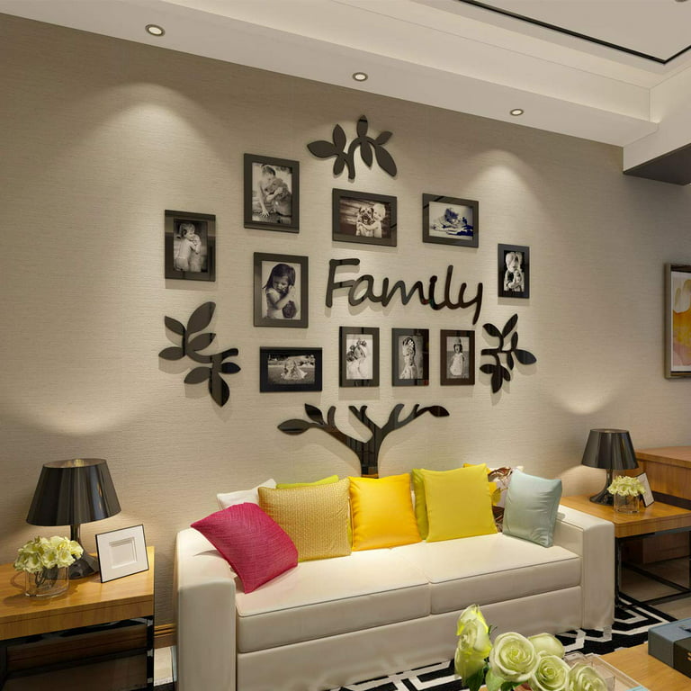DIY Wall Decor Living Room Family Tree Wall Decor Sticker 3D Picture Frames  Collage Wall Decor Living Room Wall Decor