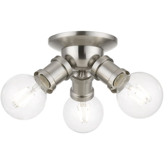 3 Light Flush Mount in Transitional Style-4 inches Tall and 7 inches Wide-Brushed Nickel Finish Bailey Street Home 218-Bel-4829259