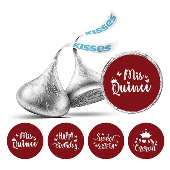 Darling Souvenir chocolate Candy Labels 190 Pcs Quinceanera Party Theme Stickers-Maroon