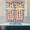 thumbnail image 3 of Kitchen Curtains 36 Inch Short - 3 Panel Set Strawberry Print, Rod Pocket Window Curtains 100% Polyester, Cute Fruit Valance for Farmhouse, Cafe, Living Room, Bedroom, Easy Wash, 3 of 6