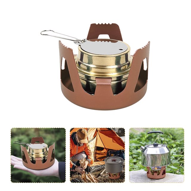 Réchaud à Alcool LochimuPortable pour Camping, Sac à Dos, Laiton Vert, Réchaud à Alcool Ultraléger pour Randonnée, Camping, BBQ, Pique-Nique, Préparation de Café, Cuisine