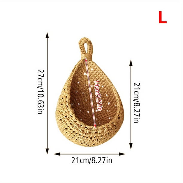 1pc Wall Hanging Basket, Bohemian Style Woven Basket, Creative Teardrop Shape Suitable For Vegetables And Fruits, Kitchen Storage Basket