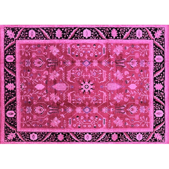 Ahgly Company Indoor Rectangle Oriental Pink Industrial Area Rugs, 5' x 8'