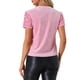 thumbnail image 3 of INSPIRAR CHIC Blusa de terciopelo con lentejuelas para mujeres, cuello redondo, manga corta, ropa de fiesta y club, color rosa M, 3 of 6